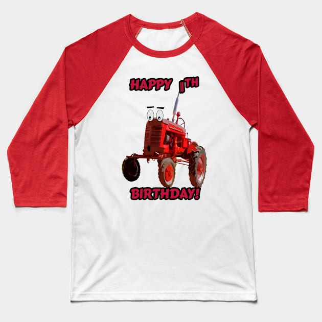 Happy 11th birthday tractor design Baseball T-Shirt by seadogprints